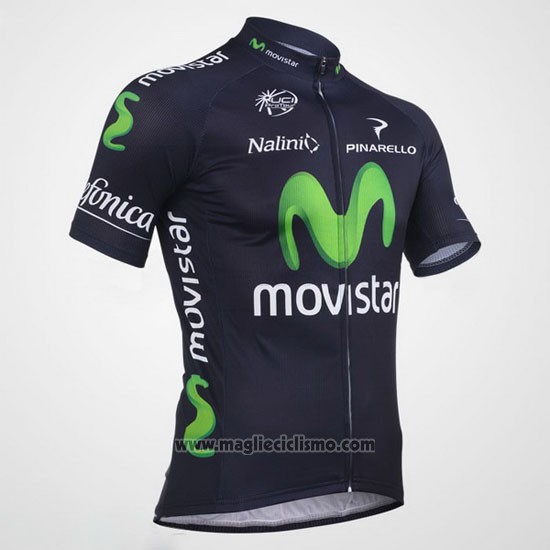 2013 Abbigliamento Ciclismo Movistar Nero Manica Corta e Salopette